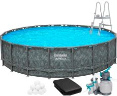 Каркасный бассейн Bestway Grey 561JZ (671х132 см) с песочным фильтром, тентом и лестницей