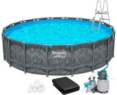 Каркасний басейн Bestway Grey 561KC (549х132 см) з пісочним фільтром, тентом та драбиною