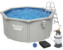Сборный бассейн Bestway Hydrium 56566 (300x122 см) с песочным фильтром, лестницей и тентом