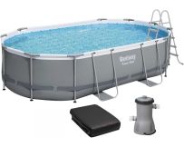 Каркасный бассейн Bestway 56448 Power Steel (488х305х107 см) с картриджным фильтром, лестницей и защитным тентом