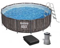 Каркасний басейн Bestway Wood Style 5614Z (427х107 см) з картриджним фільтром, тентом та драбиною