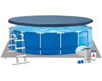 Каркасний басейн Intex 28242 (457х122 см) з картриджним фільтром, драбиною, підкладкою і тентом
