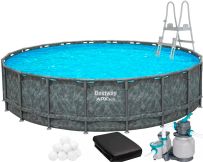 Каркасный бассейн Bestway Grey 561JZ (671х132 см) с песочным фильтром, тентом и лестницей