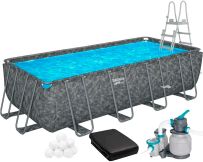 Каркасний басейн Bestway Grey 561KA (549х274х132 см) з піщаним фільтром, тентом та драбиною