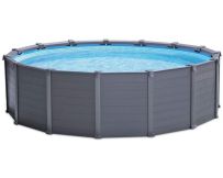 Каркасний басейн Intex 26384 GRAPHITE GRAY (478х124 см) з пісочним фільтром, драбиною, підкладкою і тентом