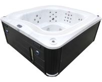 Переливний СПА-басейн Aquajoy Serenity (250х230х96 см), сріблясто-білий мармур, чорний корпус