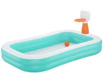 Детский надувной бассейн 54445 (251х168х102 см) с баскетбольным кольцом