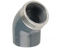 Коліно перехідне 45° ПВХ Hidroten, металеве кільце