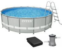 Каркасний басейн Intex 26756 Premium (610х132 см) з картриджним фільтром, драбиною, підкладкою і тентом