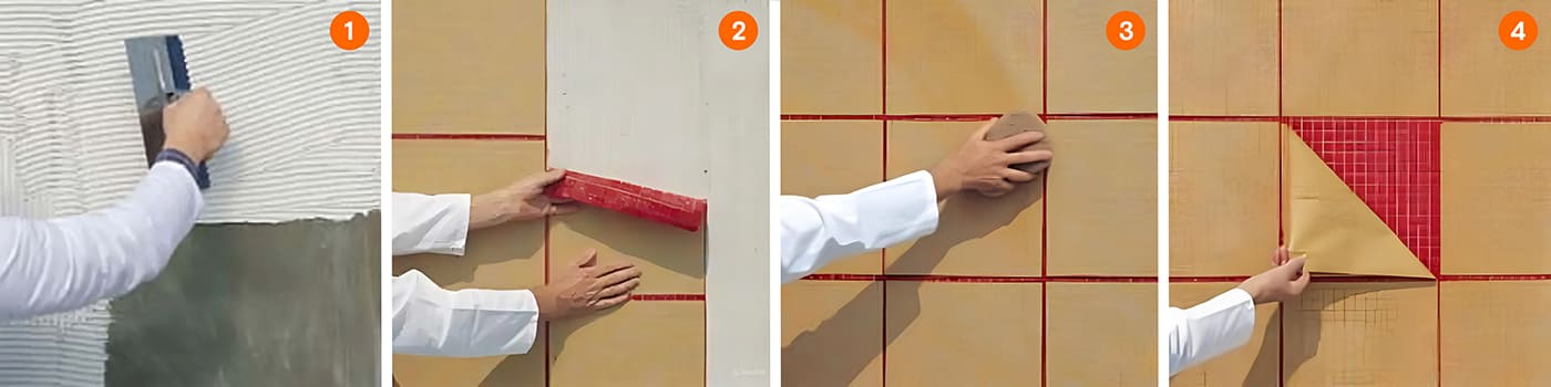 как клеять мозаику для бассейна на бумажной основе