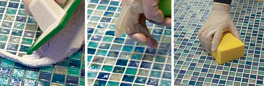 затирка швов мозаики для бассейна