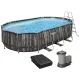 Каркасний басейн Bestway Wood Style 5611R (610х366х122 см) з картриджним фільтром, драбиною та тентом