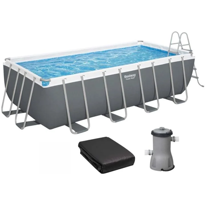 Каркасний басейн Bestway 56670 (488х244х122 см) з картриджним фільтром, драбиною та тентом