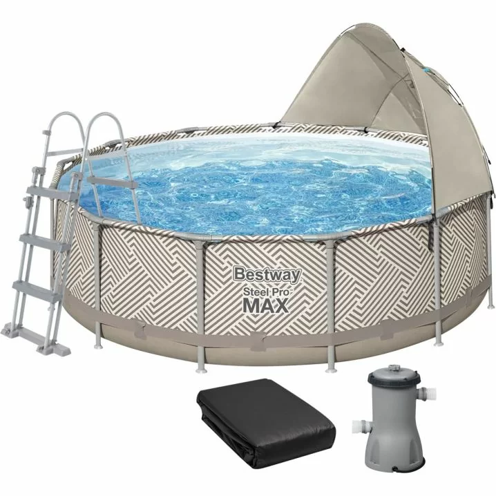 Каркасний басейн Bestway 561FY (396х107 см) з картриджним фільтром, драбиною, тентом і навісом