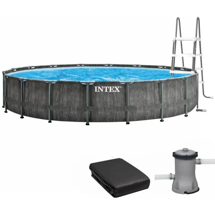 Каркасный бассейн Intex 26744 GREYWOOD (549х122 см) с картриджным фильтром, лестницей и тентом